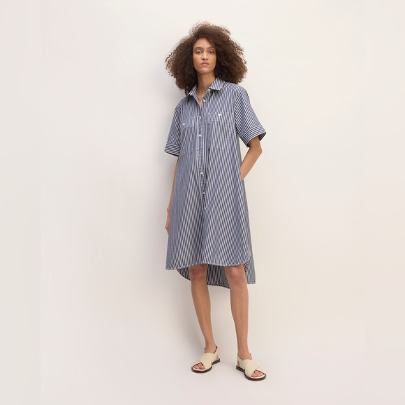 Everlane Dresses & Skirts - EVERLANE The Daytripper Striped Button Down Oversized Short Sleeve Shirt Dress